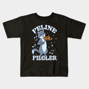 Feline Fiddler - Cat at the violin Kids T-Shirt